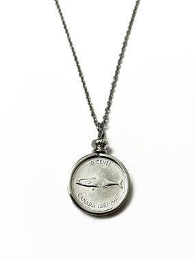 1967 Vintage SILVER “Mackerel Dime” Coin Necklace, 19-inch
